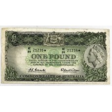 AUSTRALIA 1961 . ONE 1 POUND BANKNOTE . COOMBS/WILSON . STAR NOTE